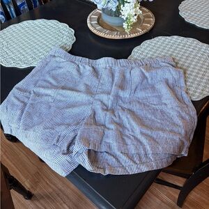 J. Crew Blue and White Striped Linen Bermuda Shorts